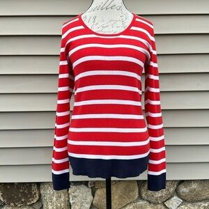 BANANA REPUBLIC Fall Navy Nautical Striped Tunic Sweater - Red/Ivory/Navy